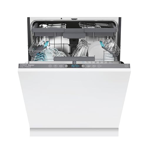 Candy Rapido' Lavastoviglie da Incasso 60 cm, 15 Coperti, 8 Programmi, Wi-Fi + BLE, App hOn, Smart Door, Partenza Ritardata 24h, Motore Inverter, Classe C, 59,7 x 55,5 x 81,8 cm, Bianca - CI 5C6F1A