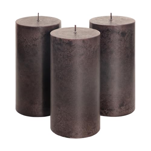 FLAVCHARM Halloween Decor Black Pillar Candles Sandalwood Scented Hand-Poured Smokeless Gothic Decoration Candles 3x6 Inch Blend Candle for Magic Spooky Horror Home Bar Creepy Dinner Table Decoration
