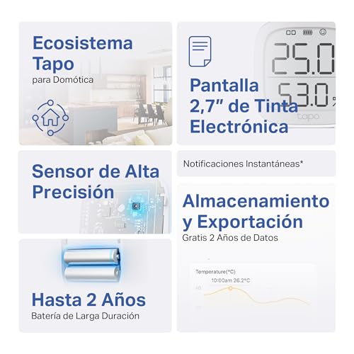 Tapo T315 monitor de temperatura y humedad mostrando datos ambientales