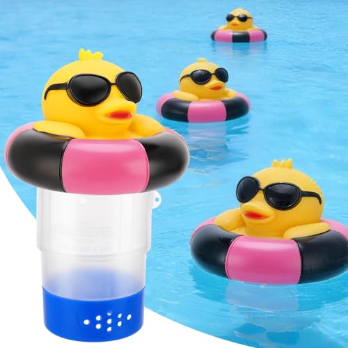Hoemwarm Pool Chlorine Floater Duck Chlorines Floaters Adjustable Chlorine Floater Large Capacity Floating Chlorines Dispenser Fit 3 Inch Tabs Bromine Holder Used for Pool
