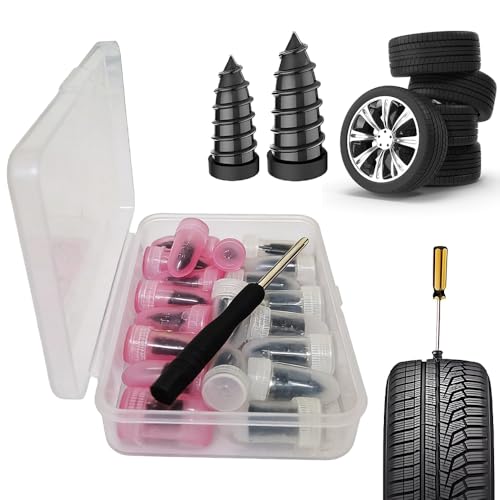 Image of Tire Repair Rubber Nails Kit, Screw in Tire Repair Plugs with Box and Screwdriver (60pcs) | Screw-In Plugs, Tire Puncture Repair, Includes Storage Box, Easy Installation