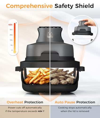Image of 4-in-1 Portable Glass Air Fryer - 1500W, 4.2QT & 1.6QT Dual Glass Containers with Lids, Non-Toxic, 400F Precise Heat, Max Crisp | Bake | Air Fry | Recrisp, Microwave, Freezer & Dishwasher Safe