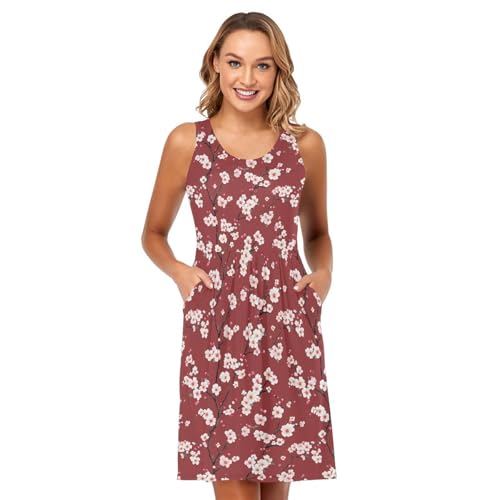 Image of ALAZA Women's Summer Dress Sun Dress Sleeveless with Pockets
