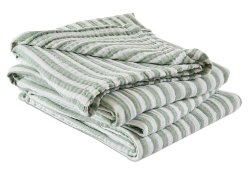 Image of EMME Cotton Muslin Blanket Couch 4-Layer Breathable Gauze Soft Lightweight Bed Blankets Adults Sage Green Throw XL (50 inch x 70 inch)