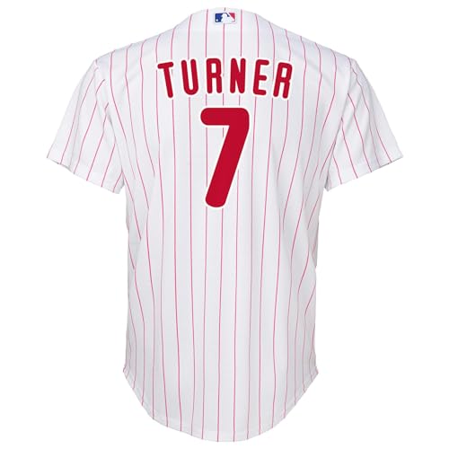 Camiseta Phillies niños 4-7 años Trea Turner blanca perfecta para tardes de parque y deporte 3