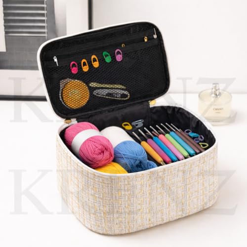 Image of KRENZ 59 Pcs Crochet Hook Set with Crochet Yarn Crochet Kit for Beginners Adults Travel Knitting DIY Crochet Supplies Portable Crochet Set Ergonomic Crochet Hooks Gift Set for Women Girls