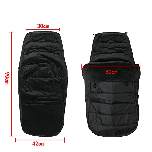 Image of Winter Warm Thick Fleece Baby Stroller Sleeping Bag Detachable Universal Waterproof Toddlers Bunting Bag Double Zipper Closure Windshield Footmuff Newborn Infants Swaddle Pram Wrap, Black, BUNBAG09