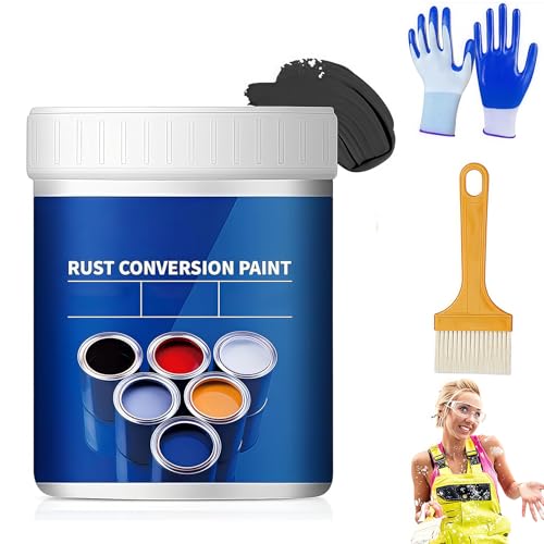 Weatherproof Rust Converter Paint for Metal,Water-Based Anti-Rust Paint,Metal Rusts Conversion Agent,Quick Drying Rusts Remover,Long-Lasting Prevention & Protection (Black, 35 OZ)