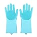 Produktbild Magische Waschhandschuhe, Silikon-Reinigungshandschuhe Küche Scrubber Gummi Handschuhe Haushaltsreinigungswerkzeug 31 * 12cm Blau