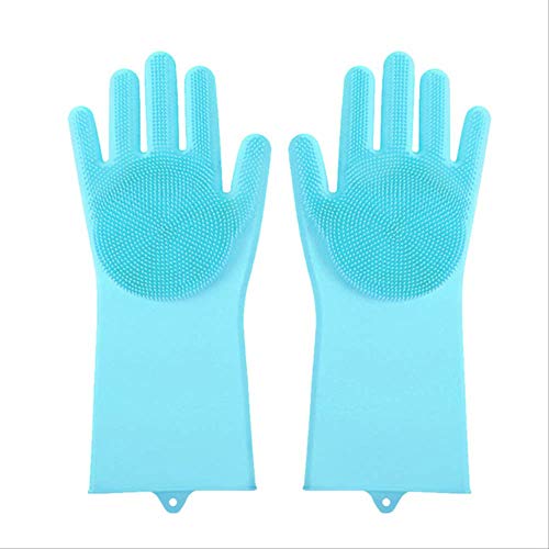 Preisvergleich Produktbild Magische Waschhandschuhe, Silikon-Reinigungshandschuhe Küche Scrubber Gummi Handschuhe Haushaltsreinigungswerkzeug 31 * 12cm Blau