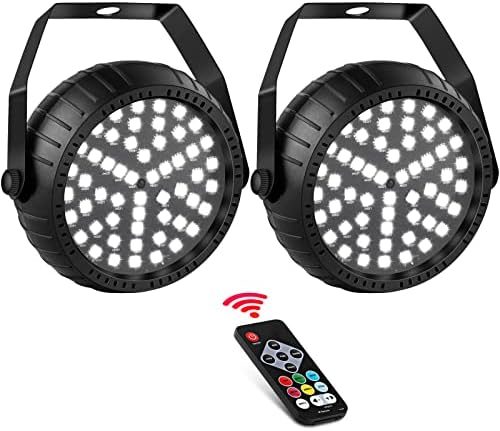 Strobe Light for DJ Party - 54 LEDs Super Bright Full Color RGBW Halloween Strobe Lights 2 Pack with Remote Control Sound Activated Speed Control Mini Flashing Lighting for Room Stage Dance Disco Club