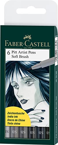 Faber-Castell 6 x Pitt Artist Pens (Soft Brush) Shades of Grey
