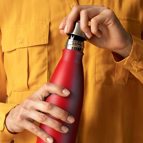Image of Mont-Clair Stainless Steel Water Bottle, Vacuum insulated - BPA Free, 12h Hot & 24h Cold Drinks, Metal Water Bottle 17 oz Leakproof, Ideal for Adult, Kids, Running - Red