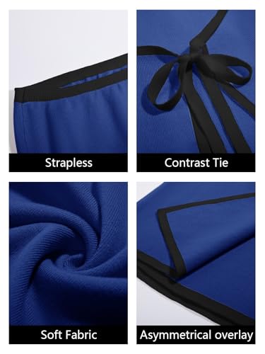 Image of Wenrine Womens Sexy Tube Top Dress Strapless Self Tie Wrap Asymmetrical Hem Knit Summer Party Mini Dresses