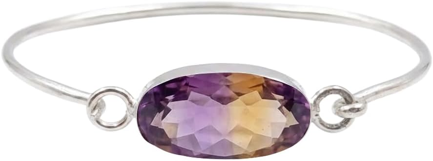 Pink Oyster Turquoise 925 Silver Plated Bangle Bracelet for Women Handmade Oval Gemstone Healing Crystal Adjustable Wire Cuff Minimalist Boho Jewelry Gift for Her Anniversary...