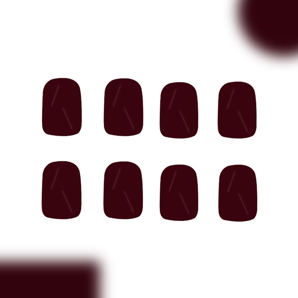 24Pcs Square Fake Nails Artificial Nails False Nails Glues On Nails Wine Red Designs French Nails Tips
