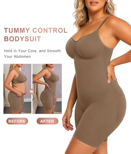 Image of SHAPERX Shapewear for Women Tummy Control Bodysuit Mid Thigh Body Shaper Shorts for a Lifted Look