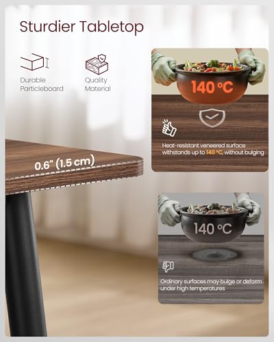 Image of VASAGLE 55.1 inch Dining Table for 4-6 People, Modern Kitchen Table, Heat-Resistant Tabletop, Quick Assembly, for Dining Room, Natural Walnut and Ink Black, Island Collection UKDT100K02V2