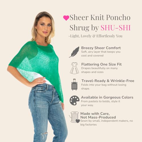 Image of SHU-SHI Womens Sheer Knit Poncho Shrug Lightweight Cover Up One Size Fits Most