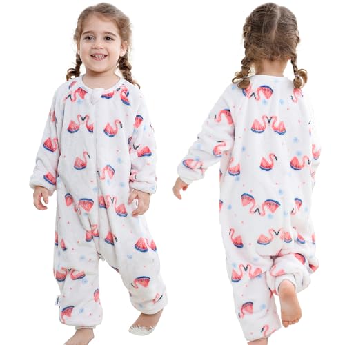 HAHASHOW Schlafsack mit Füßen 2.5 Tog für Baby 18-24 Monate, Flamingo
