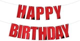 Red Happy Birthday Letters Banner Glitter Paper Birthday Bunting Garland Birthday Party Decorations Celebration Supplies (Red)