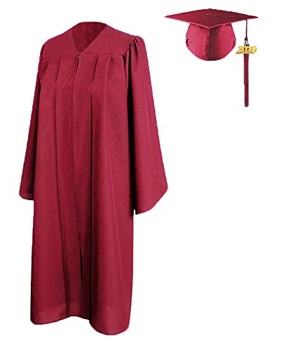 HEPNA 2020 Graduation Gown Cap Tassel Set, Uniforms Matte Graduation Robe for High