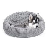 Alalulu Small Dog and Cat Bed with Hooded Blanket, Donut Round Calming Anti-Anxiety Pet Cave for Ind