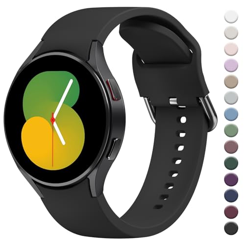 Wanme Armband für Samsung Galaxy Watch 4 40mm/ 44mm Armband, Silikon Ersatzarmband für Samsung Watch 7/6/5/4 Classic 46mm 42mm für Damen und Herren (Schwarz)