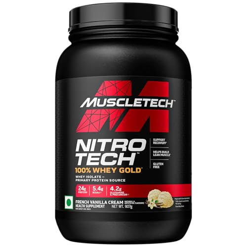 Image of MuscleTech Nitro-Tech Whey Gold Protein Powder | 24 g Protein & 5.4 g BCAAs Per Serving | Supports Lean Muscle & Faster Recovery | Vanilla Cream | 907 g