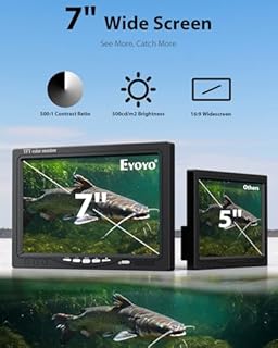Eyoyo Underwater Fishing Camera 7-inch: 1000TVL Waterproof Underwater Fish Camera 12pcs Infrared Lights Fish Finder for Lake, Boat, Ice Fishing
