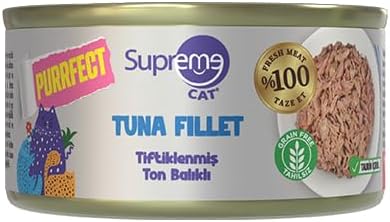 Supreme Cat Purrfect Tiftiklenmiş Ton Balıklı Yaş Kedi Maması 70 gr Tiftiklenmiş Tahılsız Konserve Mama