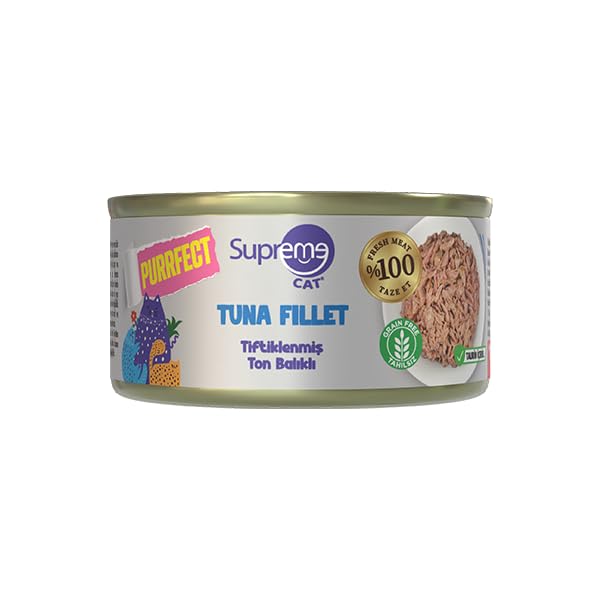 Purrfect Tiftiklenmiş Ton Balıklı Yaş Kedi Maması 70 gr Tiftiklenmiş Tahılsız Konserve Mama