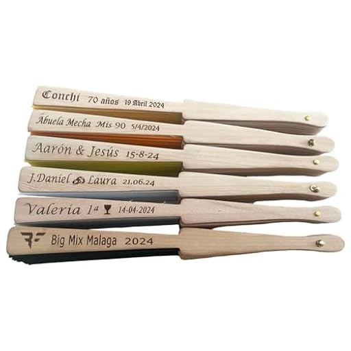 Regalo Grabado – 10 Abanicos Personalizados de Madera y Tela (PES) | Regalo invitados Bodas, Comunión, Bautizo | Grabado Único en Varilla | Unidades (10) | Ya disponible en tu tienda friki favorita! En mundofriki.es!