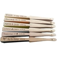 Regalo Grabado - 15 Abanicos Personalizados de Madera y Tela |