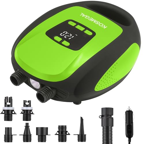 Image of Paddle Board Pump Electric Portable, KOSMEGAL SUP Pump for Paddleboard, Professional 20PSI Air Compressor with Auto-Off, Deflation Function and 12V DC Car Connector for Inflatables, Kayaks and Boats