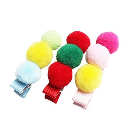 Ysiop 3 Pieces Pompon Hairpin Alligator Clips Hair Wear Set for Girls