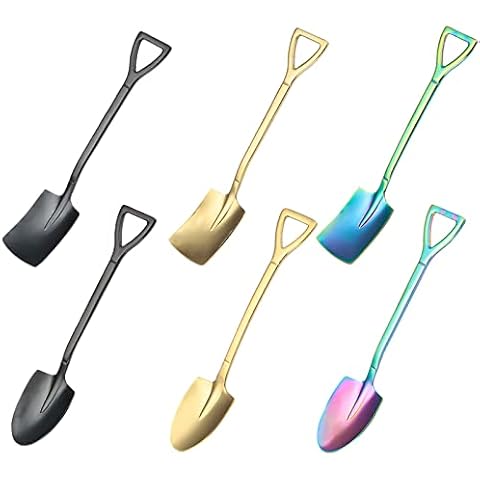 6 Pack Stainless Ice Cream Spoons, Shovel Spoons, Watermelon Spoon Reusable Small Spoon for Tea Dessert Home Kitchen Party Restaurant Party Supplies (Colored) Cover