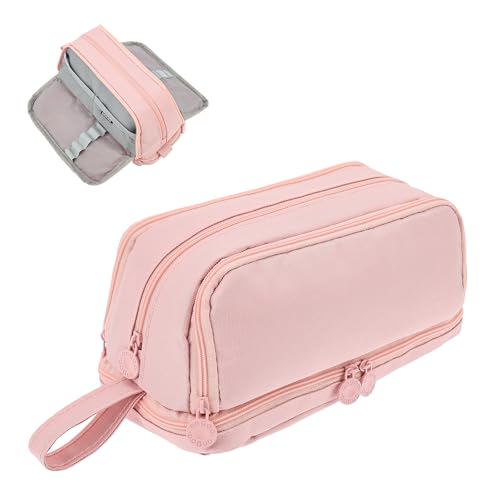 AwObEpl Large Pencil Case with 4 Compartments, Oxford Cloth Pencil Pouch Organizer with Handle, Holds Pens, Erasers, Rulers, Scissors, Ideal for Students, Artists & Office