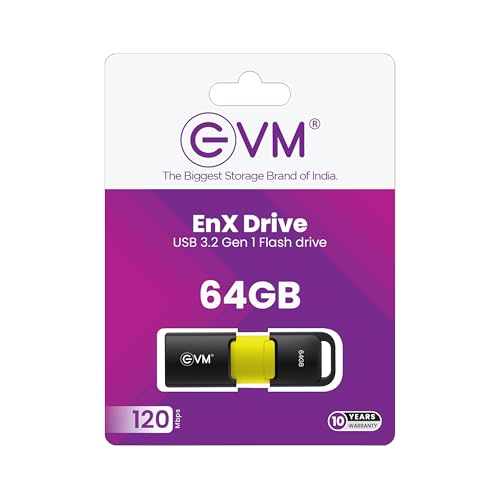 Image of EVM EnX 64GB USB 3.2 Gen 1 Flash Drive | Exceptional 120MB /s Read| Sturdy Premium Metal Body | Convenient Integrated Key Loop | Laptop Desktop Smart TV Car Stereo | 10 Years Warranty (ENX /64GB)