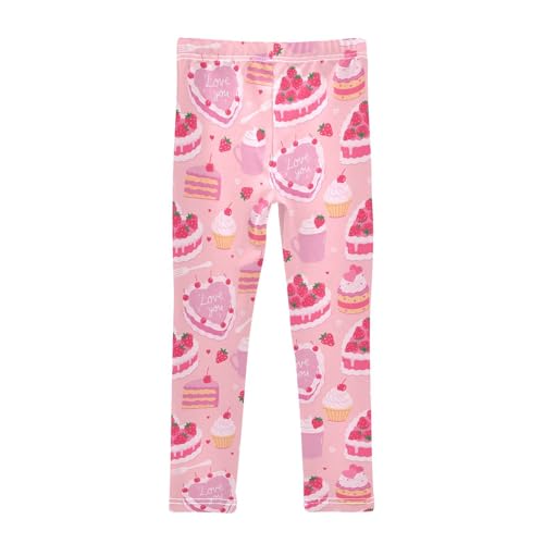 Cute Pink Desserts Girls Leggings,Workout Leggings for Girls Toddler Athletic Leggings Size for 3-10T2