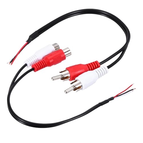 QUARKZMAN 2 Pcs 8 Inch Open RCA 2-Male 2-Female Plug Jack Connecteur Adaptateur à Fil Nu Extrémité Ouverte Câble Audio Vidéo RCA pour Amplificateur Fil...