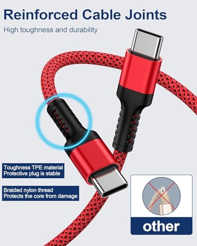 Image of USB C to USB C Cable 3ft for iPhone 17 /16 /15 Charger Cord Fast Charging, 2Pack 60W Type C to Type C Power Cord Car Charger Cable for Apple iPhone 17 /17e /17 Pro /17 Pro Max /Air /16 Pro /16e /15 Plus, iPad