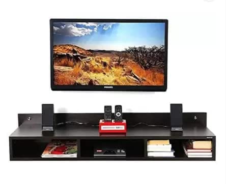 Snq Tv Unit, Cabinet, Tv Stand Unit Wall Shelf For Living Room/Wooden Wall Mounted Tv Unit, Tv Cabinet, Tv Stand For Wall, Wall Shelf For Living Room, Set Top Box Stand (Brown) – 24 Cm, 10 Cm, 87 Cm