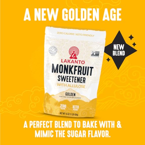 image for Lakanto Golden Monk Fruit Sweetener With Allulose, Raw Cane Sugar Subs