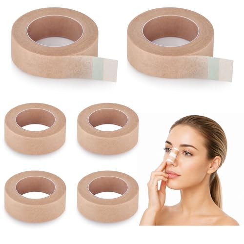AHHALFFY 6 Rolls Nose Tape for Rhinoplasty Shaping Micropore Surgical Tape 0.5inch x 10 Yards(1.25cm x 914cm) Sensitive Skin Wound Care