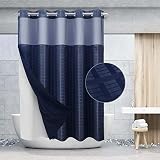 VIUOON No Hook Shower Curtain Set with Snap in Fabric Liner, Hotel Grade Shower Curtain - See Throug