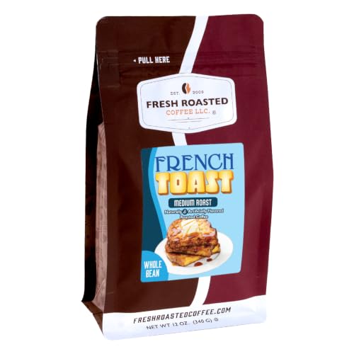 Fresh Roasted Coffee, French Toast Flavored Whole Bean Coffee, Medium Roast, Kosher, 12 oz