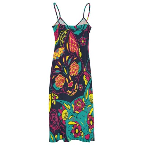 Robe longue chat contre la chaleur : coupe maxi sans manches pour la plage