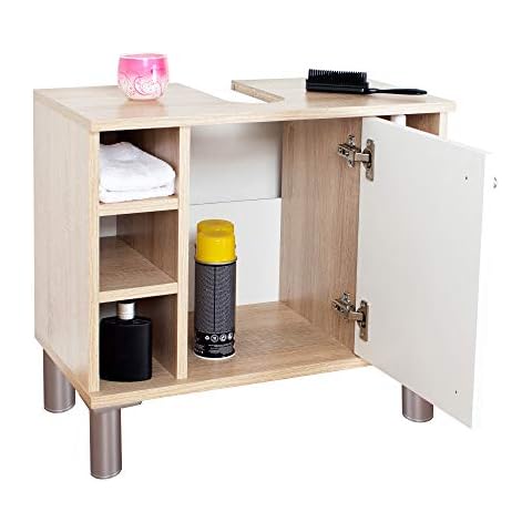 RICOO Badezimmerschrank 60x54x32cm in Eiche Sonoma Braun WM100-ES-W Cover