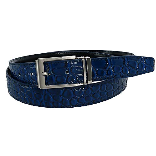 CTM Leather Croc Print Dress Belt with Clamp On Buckle